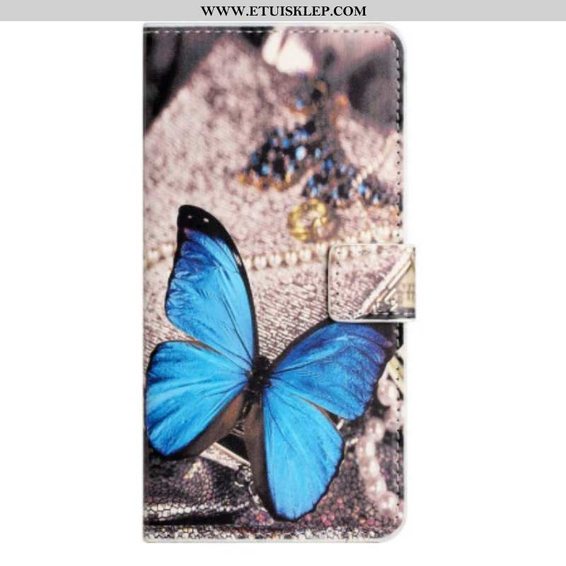 Etui Folio do iPhone 14 Pro Niebieski Motyl